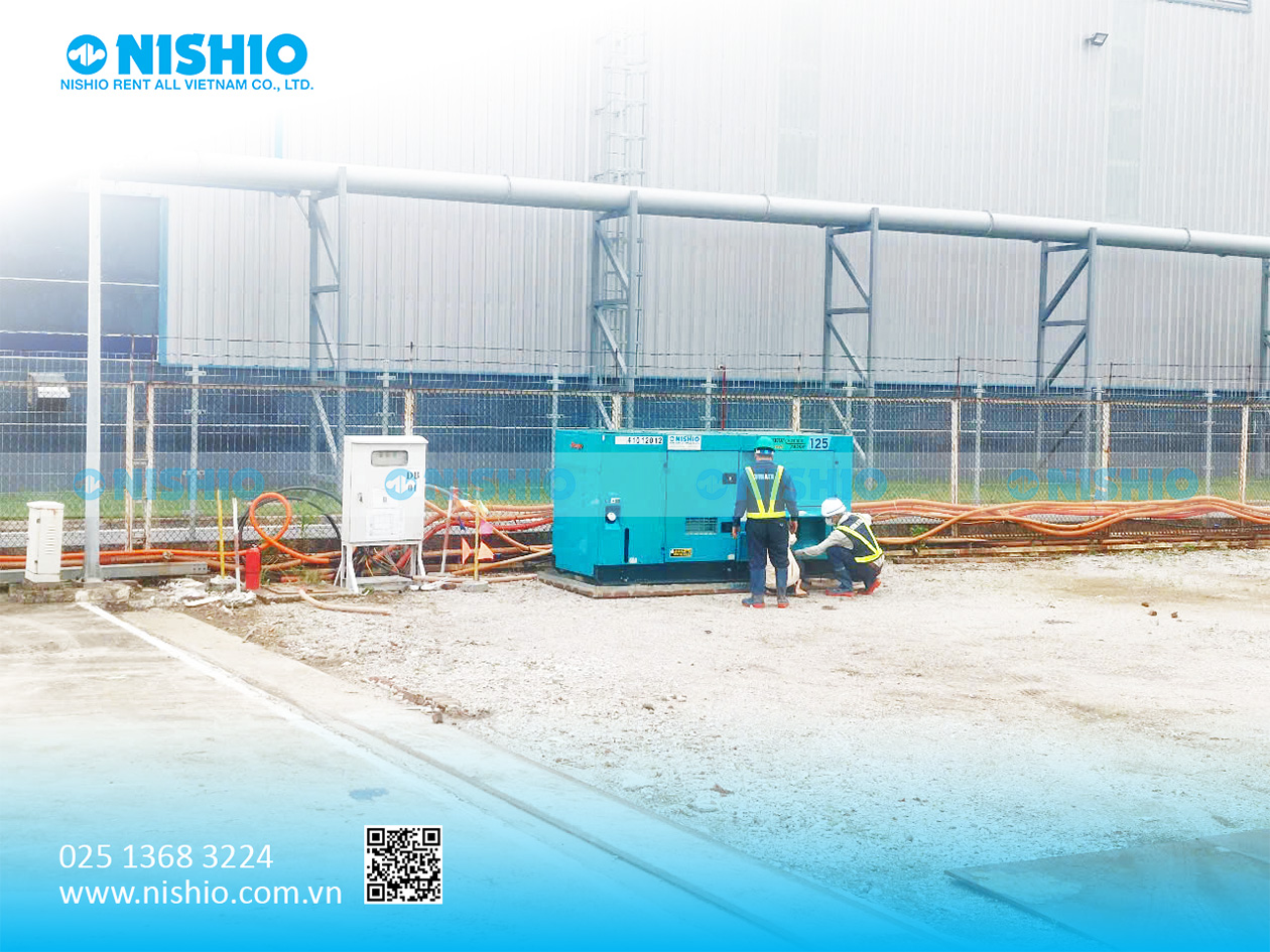 An installed generator at a construction project in Hai Phong after typhoon.