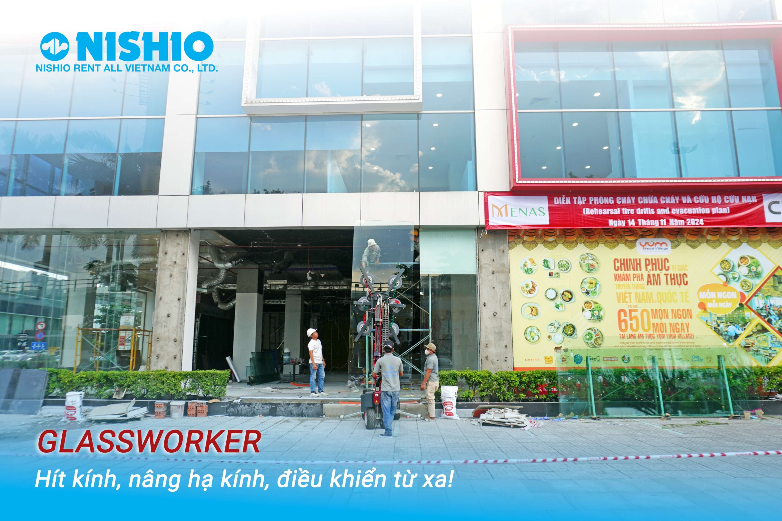 NISHIO's Glassworker working at Viejet Plaza building