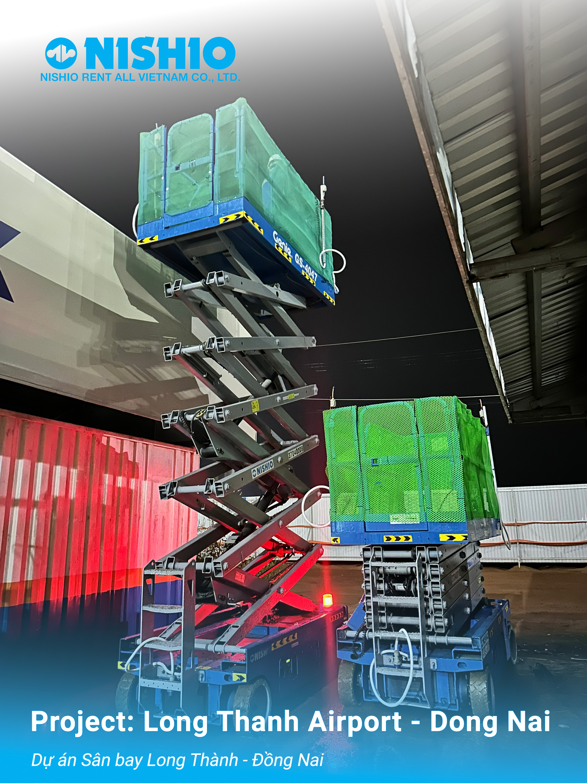 Scissor-lifts-Genie-GS4047-14m-at-Long-Thanh-Airport-construction-site