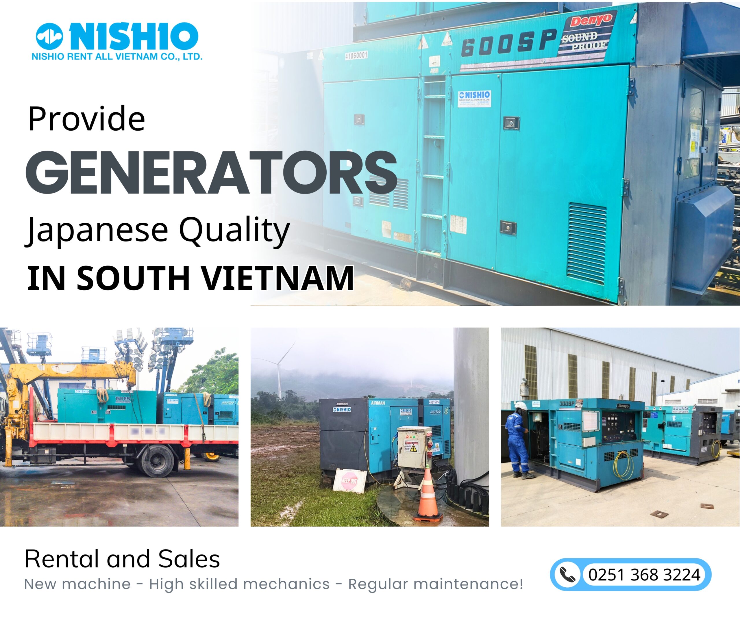 ドンナイ省およびベトナム南部での発電機販売・レンタル