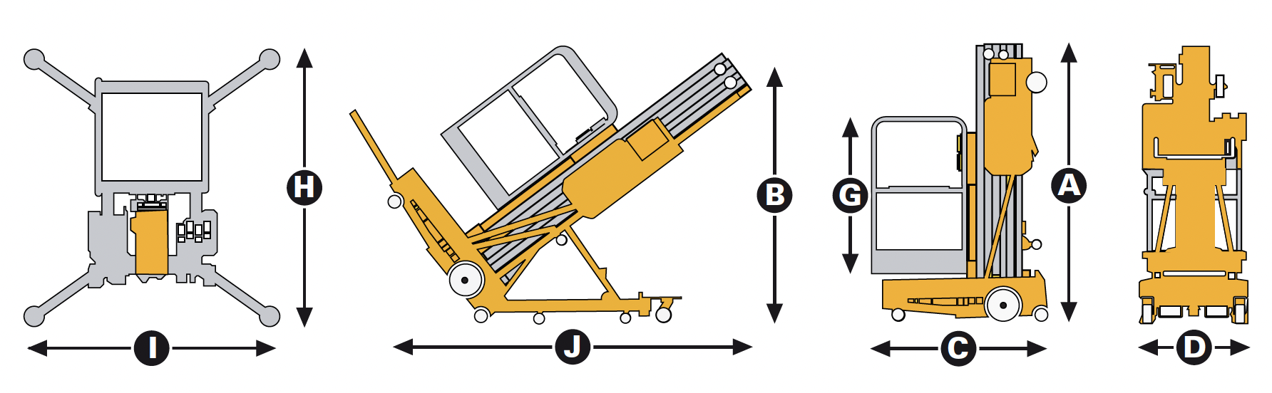 Bản vẽ mô tả kích thước của Thang nâng người Quickup.