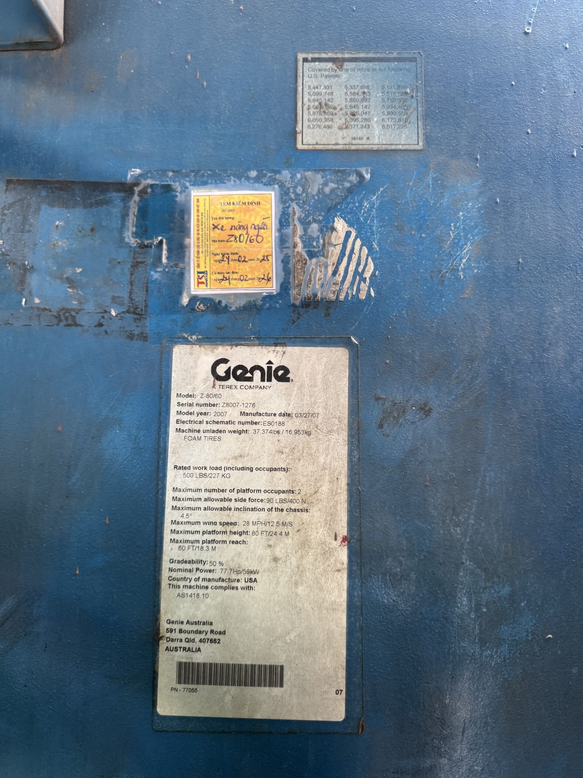 XE NÂNG NGƯỜI CẦN GẬP CŨ GENIE Z80/60