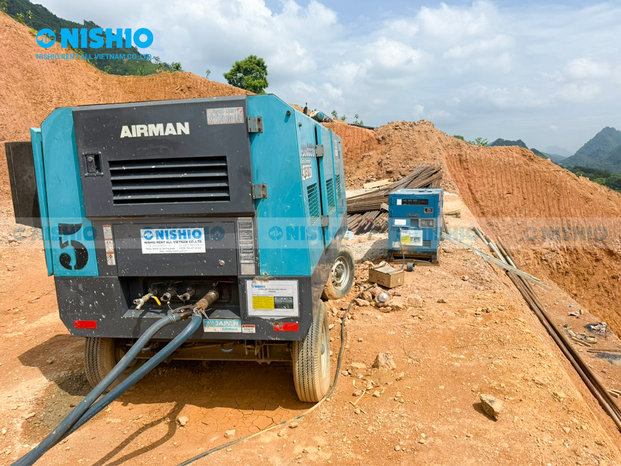 500kV 라오까이–빈옌 송전선로 프로젝트에 투입된 NISHIO의 에어 컴프레서 및 발전기