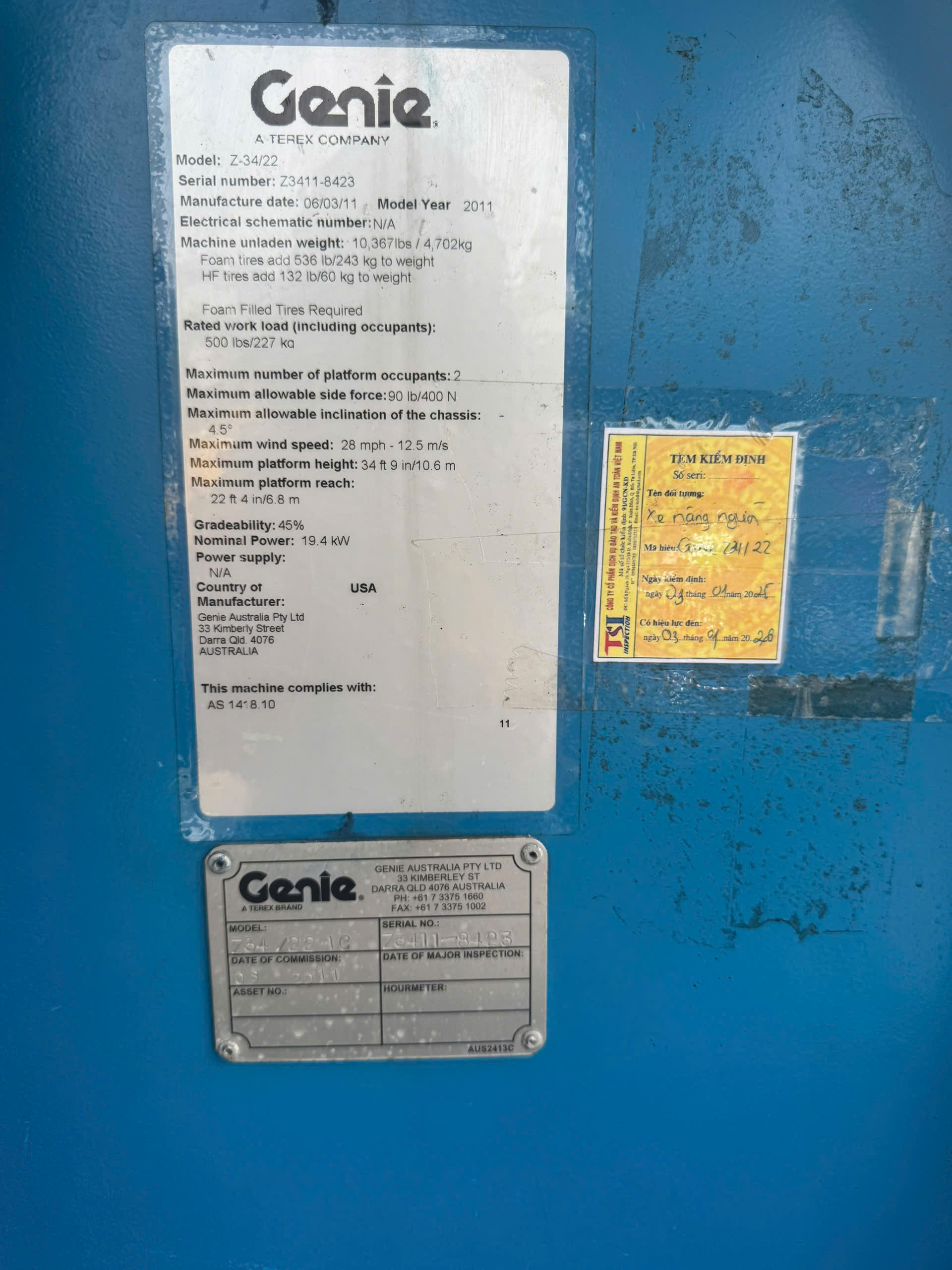 USED ARTICULATED BOOM LIFT GENIE Z34/22