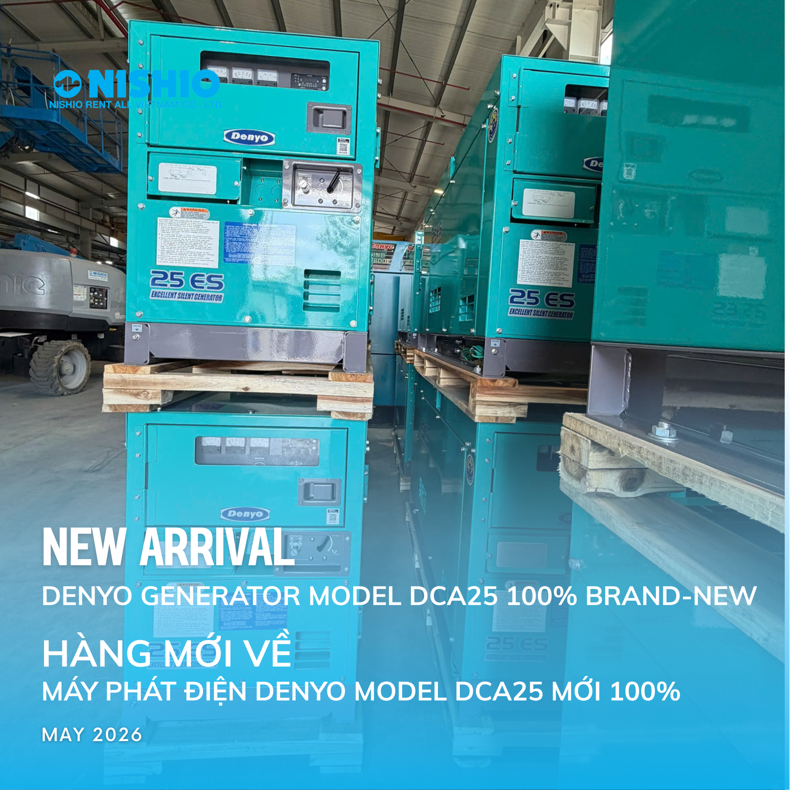 Máy Phát Điện Denyo model DCA25 mới 100% tại kho NISHIO Hà Nội
